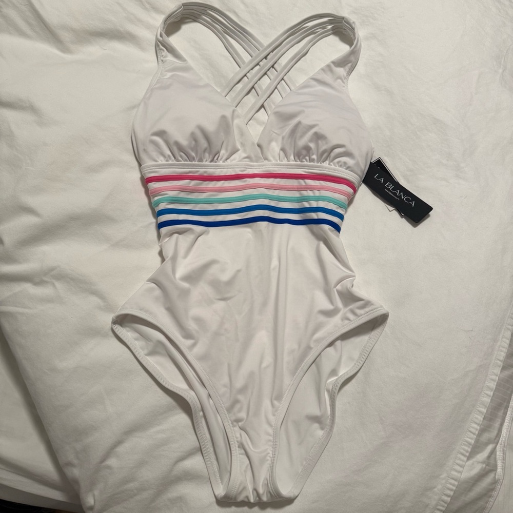 La Blanca Women's One Piece with Multicolor Stripes